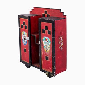 Italian Futurist Red Wood and Applications Cabinet-RCE-1099543