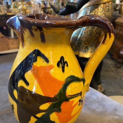 Italian Futurist Yellow, Brown and Orange Ceramic Jug, 1930s-NMK-1056903