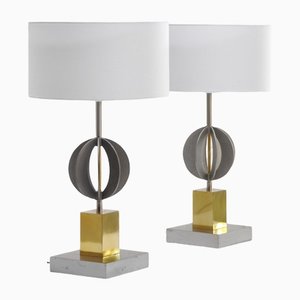 Italian Geometric Table Lamps, 1970s, Set of 2-WUY-1233606