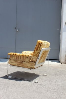 Italian Geometric Velvet and Acrylic Glass Lounge Chair, 1960s-EH-665597