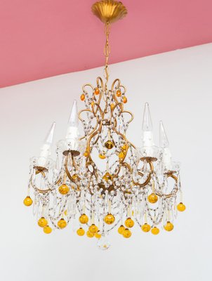 Italian Gilded cage Chandelier, 1960s-JWI-1723023