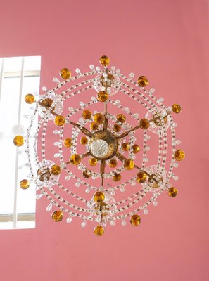 Italian Gilded cage Chandelier, 1960s-JWI-1723023