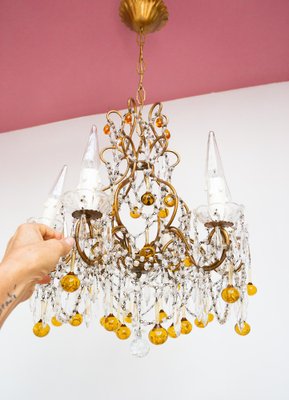 Italian Gilded cage Chandelier, 1960s-JWI-1723023