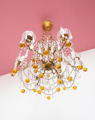 Italian Gilded cage Chandelier, 1960s-JWI-1723023