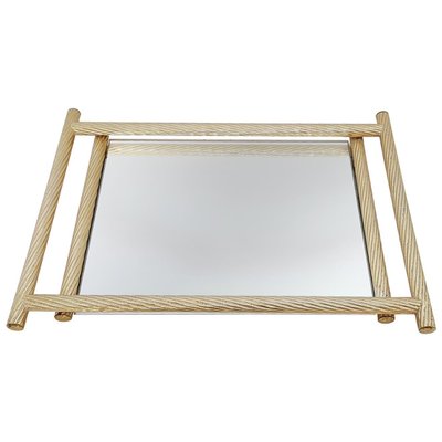 Italian Gilded Tray with Mirror, 1970s-FO-769898