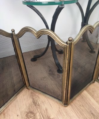 Italian Gilt Brass Fireplace Screen or Fire Screen-EUP-1051086