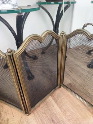 Italian Gilt Brass Fireplace Screen or Fire Screen-EUP-1051086