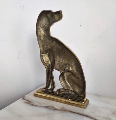 Italian Gilt Brass Setter Dog Door Stop or Bookend, 1970s-EUP-1043563