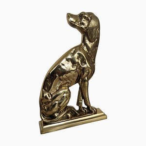 Italian Gilt Brass Setter Dog Door Stop or Bookend, 1970s-EUP-1043563