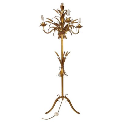 Italian Gilt Metal Candelabra Floor Lamp with Sheaf of Wheat Motif, 1963-BAF-763388