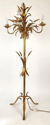 Italian Gilt Metal Candelabra Floor Lamp with Sheaf of Wheat Motif, 1963-BAF-763388