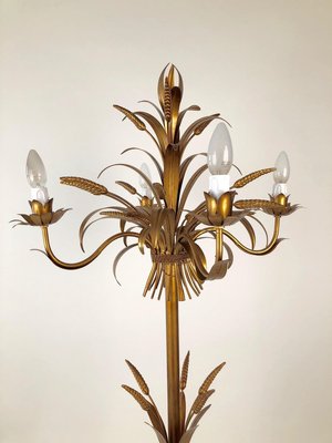 Italian Gilt Metal Candelabra Floor Lamp with Sheaf of Wheat Motif, 1963-BAF-763388