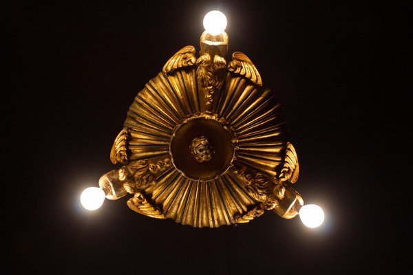 Italian Gilt Wood Lantern or Chandelier, 1930s-MBH-1066509