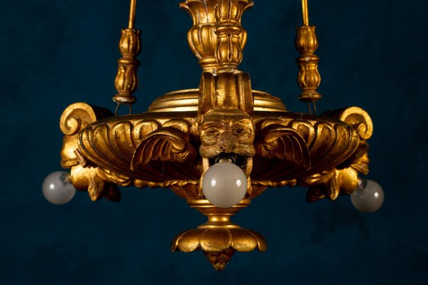 Italian Gilt Wood Lantern or Chandelier, 1930s-MBH-1066509