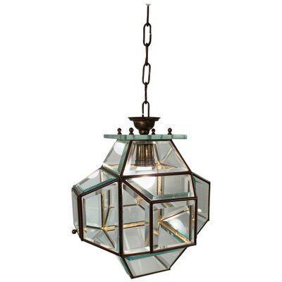 Italian Glass and Brass Lantern from Fontana Arte, 1950s-JDR-1126220