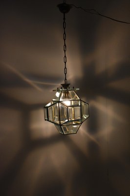 Italian Glass and Brass Lantern from Fontana Arte, 1950s-JDR-1126220