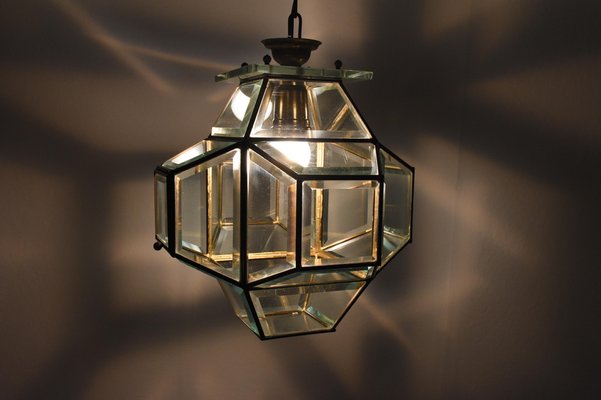 Italian Glass and Brass Lantern from Fontana Arte, 1950s-JDR-1126220