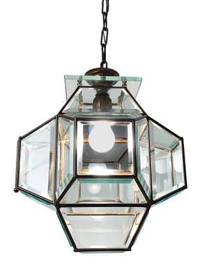 Italian Glass and Brass Lantern from Fontana Arte, 1950s-JDR-1126220