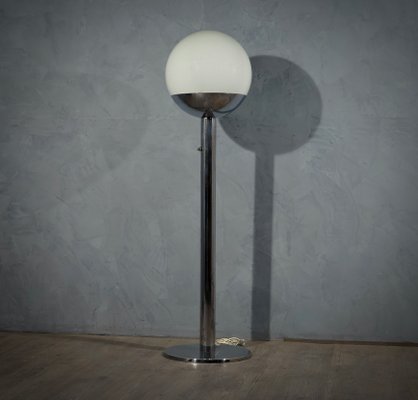 Italian Glass and Chrome Floor Lamp by Pia Guidetti Crippa for Luci, 1970s-UH-1098397