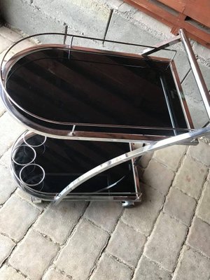 Italian Glass and Chrome Trolley, 1970s-OXJ-850442