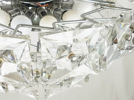 Italian Glass and Chromed Plate Ceiling Lamp, 1970s-RD-1821793