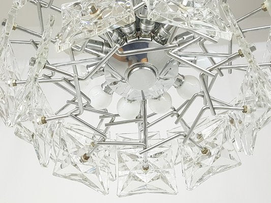 Italian Glass and Chromed Plate Ceiling Lamp, 1970s-RD-1821793