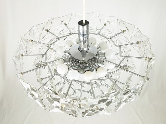 Italian Glass and Chromed Plate Ceiling Lamp, 1970s-RD-1821793