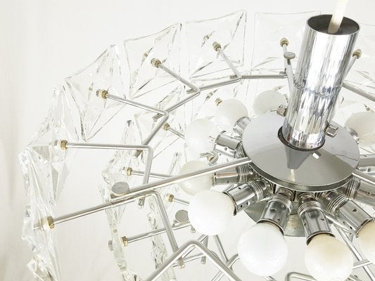 Italian Glass and Chromed Plate Ceiling Lamp, 1970s-RD-1821793