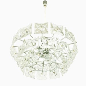 Italian Glass and Chromed Plate Ceiling Lamp, 1970s-RD-1821793