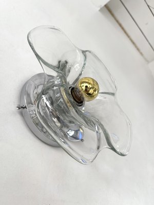 Italian Glass and Metal Flower Sconces, 1970s, Set of 2-FUE-1338471