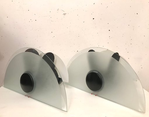 Italian Glass and Metal Wall Lights, 1980s, Set of 2-VAM-1089740