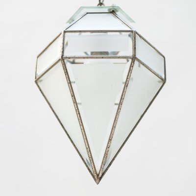 Italian Glass and Nickel-Plated Brass Pendant Light, 1940s-NZV-1709149