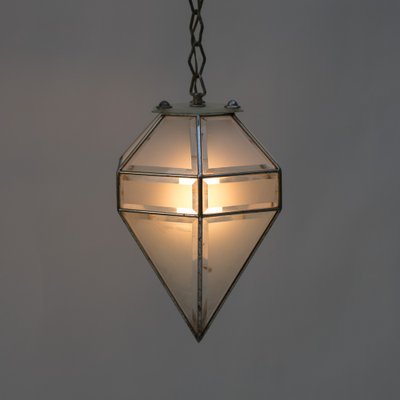 Italian Glass and Nickel-Plated Brass Pendant Light, 1940s-NZV-1709149