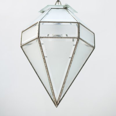 Italian Glass and Nickel-Plated Brass Pendant Light, 1940s-NZV-1709149