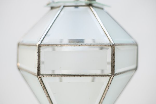 Italian Glass and Nickel-Plated Brass Pendant Light, 1940s-NZV-1709149