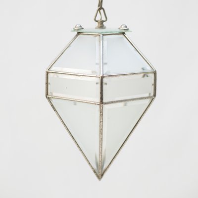 Italian Glass and Nickel-Plated Brass Pendant Light, 1940s-NZV-1709149