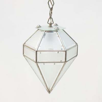 Italian Glass and Nickel-Plated Brass Pendant Light, 1940s-NZV-1709149