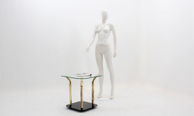 Italian Glass & Brass Side Table, 1970s-ZQ-862060