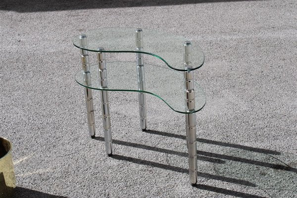 Italian Glass & Chromed Metal Shelf, 1960s-EH-846940