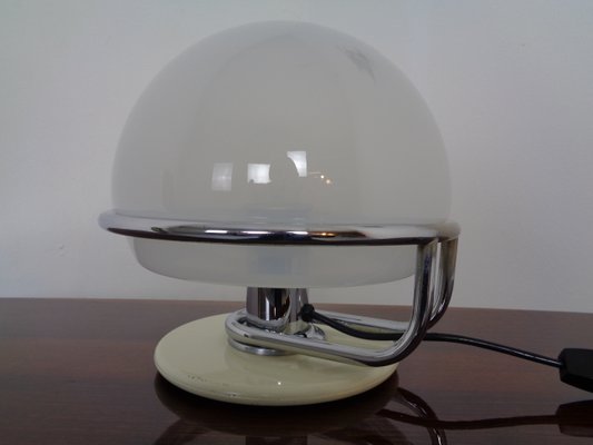 Italian Glass & Chromed Steel Table Lamp, 1960s-RDW-843461