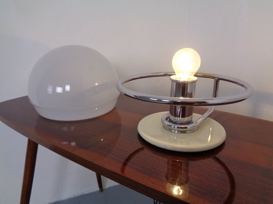 Italian Glass & Chromed Steel Table Lamp, 1960s-RDW-843461