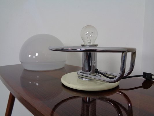 Italian Glass & Chromed Steel Table Lamp, 1960s-RDW-843461