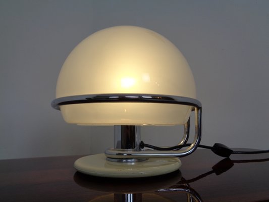 Italian Glass & Chromed Steel Table Lamp, 1960s-RDW-843461