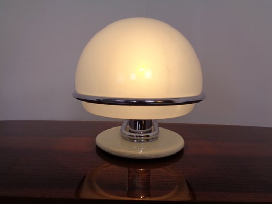 Italian Glass & Chromed Steel Table Lamp, 1960s-RDW-843461