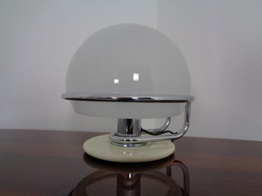 Italian Glass & Chromed Steel Table Lamp, 1960s-RDW-843461