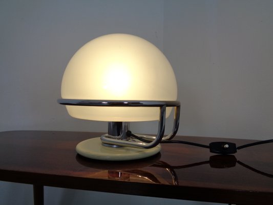 Italian Glass & Chromed Steel Table Lamp, 1960s-RDW-843461