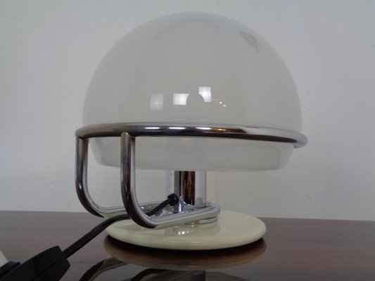 Italian Glass & Chromed Steel Table Lamp, 1960s-RDW-843461