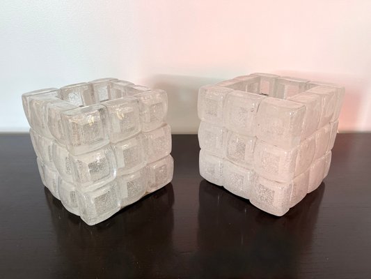 Italian Glass Cube Lamps from Poliarte, 1970s, Set of 2-FUE-1220493