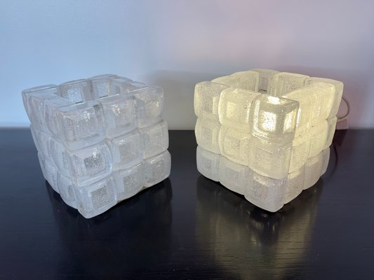 Italian Glass Cube Lamps from Poliarte, 1970s, Set of 2-FUE-1220493