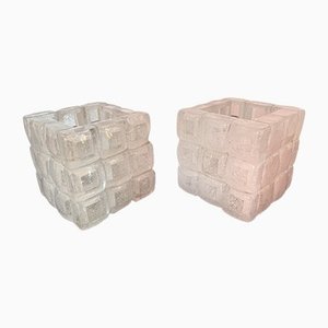 Italian Glass Cube Lamps from Poliarte, 1970s, Set of 2-FUE-1220493